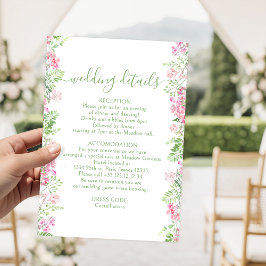 Hot Pink Floral Greenery Garden Wedding Details Begleitkarte
