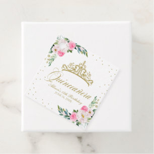 Hot Pink Floral Quinceanera Geschenkanhänger