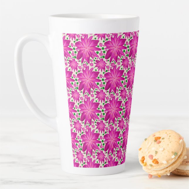 Hot Pink Floral Seamless Pattern  Milchtasse (Beispiel)