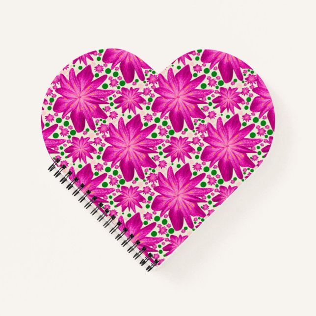 Hot Pink Floral Seamless Pattern Notizbuch (Vorderseite)