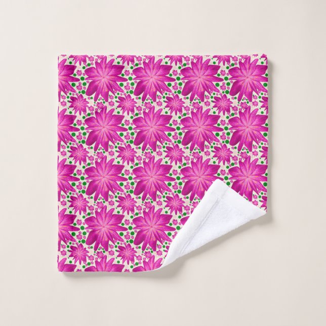 Hot Pink Floral Seamless Pattern  Waschlappen (Waschlappen)