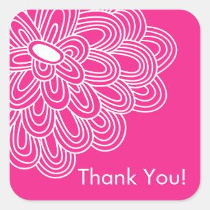 Hot Pink Floral Vielen Dank Brautparty Gefallen Quadratischer Aufkleber