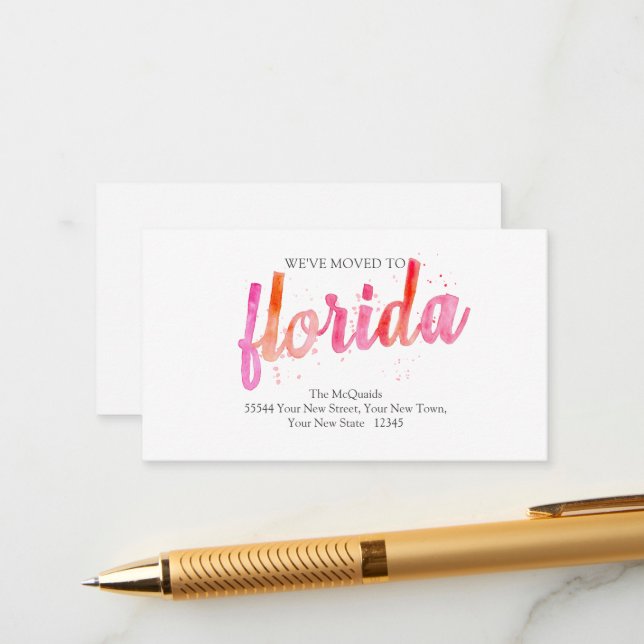 Hot-Pink-Florida-Karte Einsetzen Begleitkarte (Vorderseite/Rückseite Beispiel)