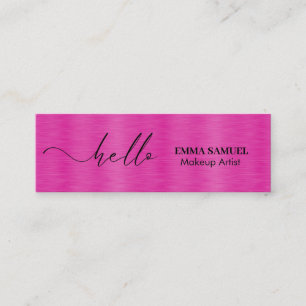 Hot Pink Foil Elegante Hallo Minimale Kalligraphie Mini Visitenkarte