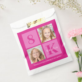 Hot Pink Foto Collage Custom Girls Geburtstagspart Geschenktütchen