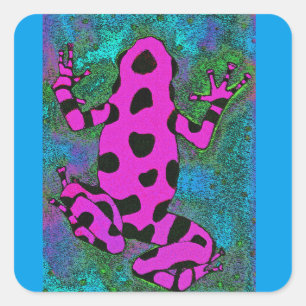 Hot Pink Frog mit schwarzen Flecken Quadratischer Aufkleber