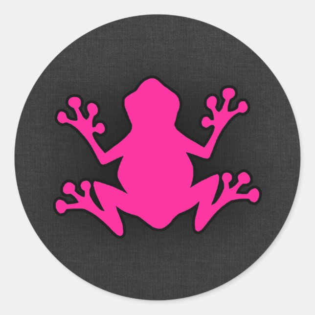 Hot Pink Frosch Runder Aufkleber (Vorderseite)