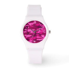 Hot Pink Fuchsia Camouflage Camouflage Girl Patter Armbanduhr