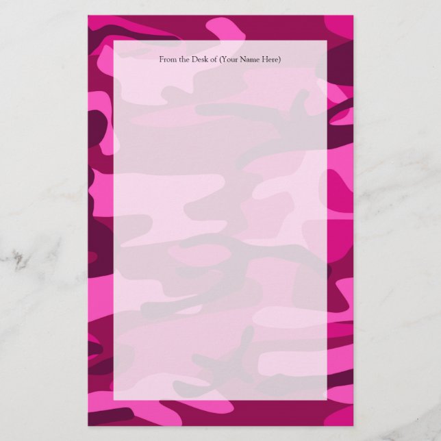 Hot Pink Fuchsia Camouflage Camouflage Giro del Pa Briefpapier (Vorderseite)