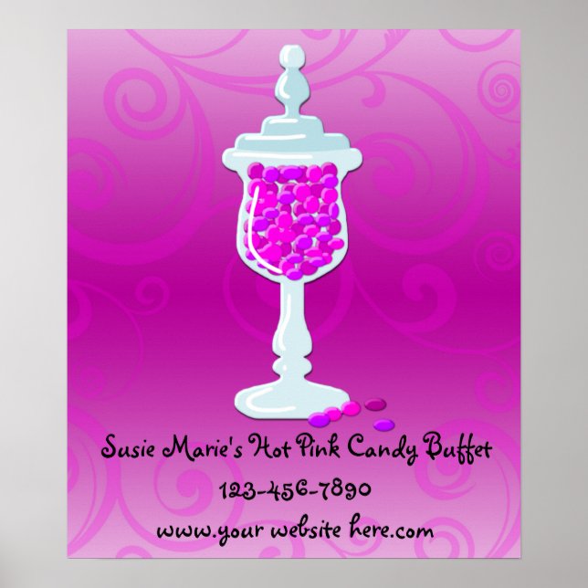 Hot Pink Fuchsia Candy Buffet Poster (Vorne)