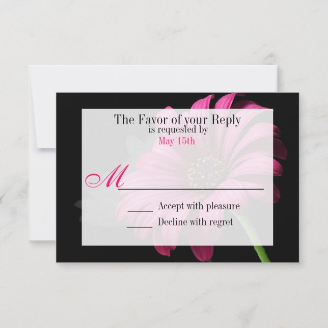 Hot Pink Fuchsia Gerber Daisy Blume Wedding RSVP Karte (Vorderseite)