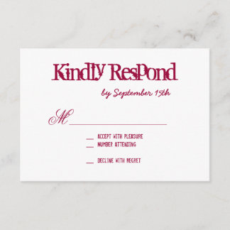 Hot Pink Fuchsia Typografy Wedding RSVP Cards Karte