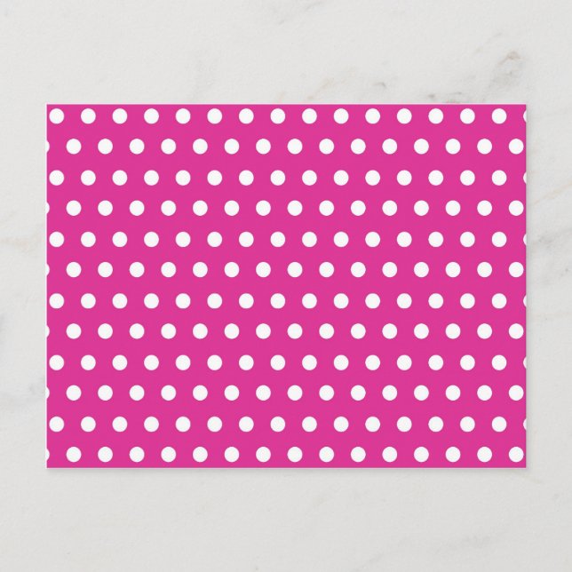 Hot Pink Fuchsia und White Polka Dots Muster Gesch Postkarte (Vorderseite)