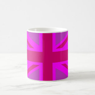 Hot Pink Fuchsia Union Jack Decor Kaffeetasse