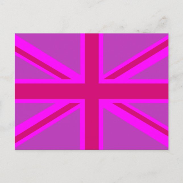 Hot Pink Fuchsia Union Jack Decor Postkarte (Vorderseite)