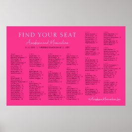 Hot Pink Fuchsia Wedding Alphabetical Seating Poster