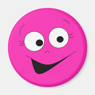 Hot Pink Funny Albern Face Magnet