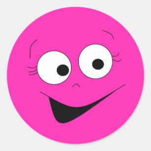 Hot Pink Funny Albern Face Sticker