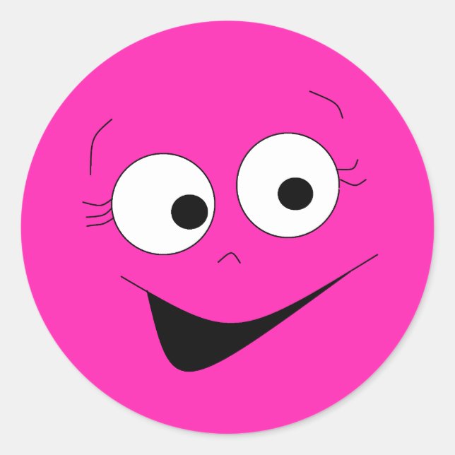 Hot Pink Funny Albern Face Sticker (Vorderseite)