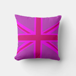 Hot Pink Fushia Union Jack Britische Flagge Hinter Kissen