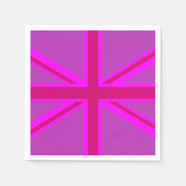 Hot Pink Fushia Union Jack Serviette (Vorderseite)