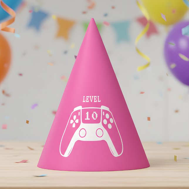 Hot Pink Gaming Girl Birthday Partyhütchen (Von Creator hochgeladen)