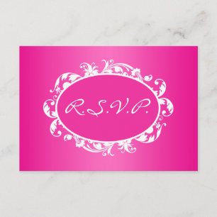 Hot-Pink-Geblüht RSVP-Karte Swirl Frame RSVP Karte