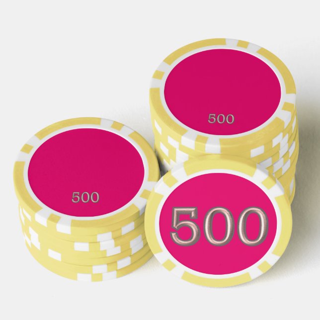 Hot Pink Gelb 500 gestreifter Poker-Chip Pokerchips (Stapel)