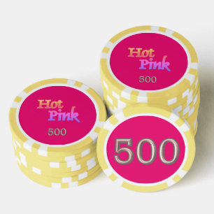 Hot Pink Gelb 500 gestreifter Poker-Chip Pokerchips