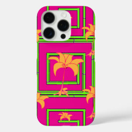 Hot Pink Geo Floral iPhone 16 Pro Hülle