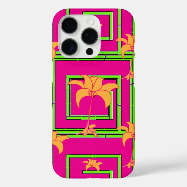 Hot Pink Geo Floral Case-Mate iPhone Hülle (Rückseite)