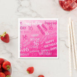 Hot pink Geometric Mesh Pattern Geburtstag eines j Serviette
