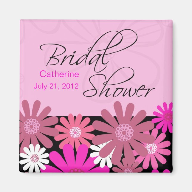 Hot Pink Gerber Daisy Brautparty Magnet (Vorne)