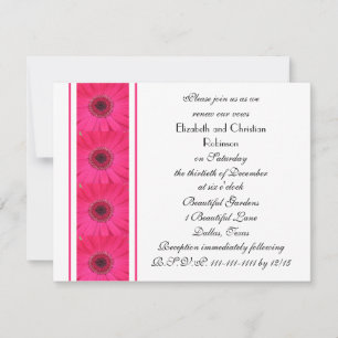 Hot Pink Gerbera Daisy auf der White Vow Renewal Einladung