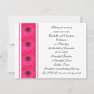 Hot Pink Gerbera Daisy auf der White Vow Renewal Einladung