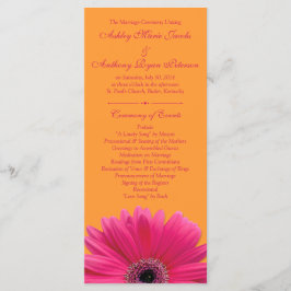 Hot Pink Gerbera Daisy Orange Wedding Program Programm