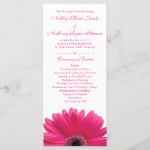 Hot Pink Gerbera Daisy White Wedding Program Programm