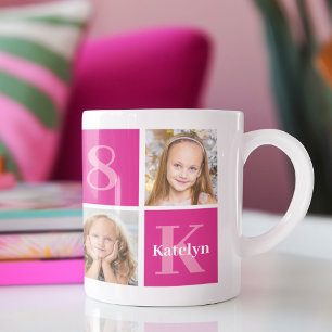 Hot Pink Girl Foto Collage Custom Geburtstagsgesch Kaffeetasse