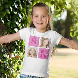 Hot Pink Girl Foto Custom Geburtstagsparty Kinder Tri-Blend Shirt