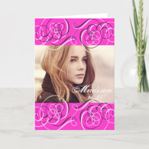 Hot Pink Girl's 21. Geburtstag Party Foto Karte