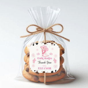 Hot Pink Girls First Rodeo 1. Geburtstag Vielen Da Quadratischer Aufkleber