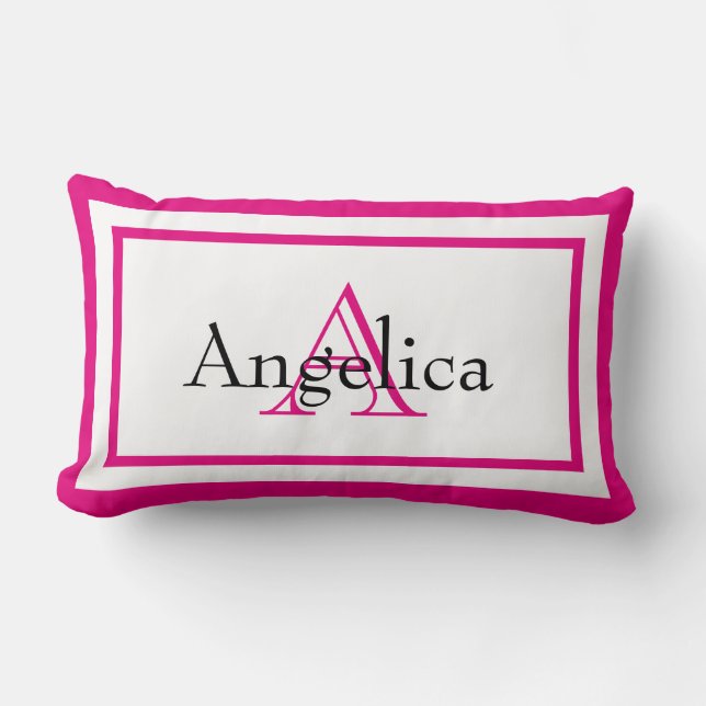 Hot Pink Girls Monogram Name Keepake Pillow Lendenkissen (Vorderseite)