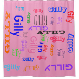 Hot Pink Girly Name Collage individuell einstellba Duschvorhang