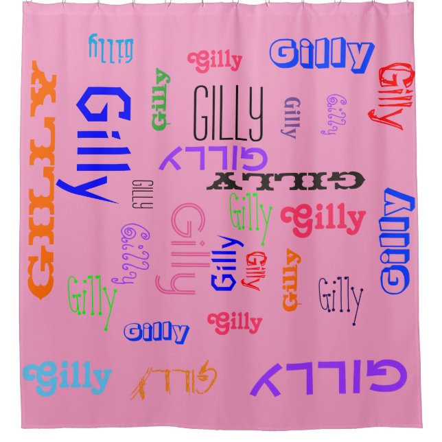 Hot Pink Girly Name Collage individuell einstellba Duschvorhang (Vorderseite)