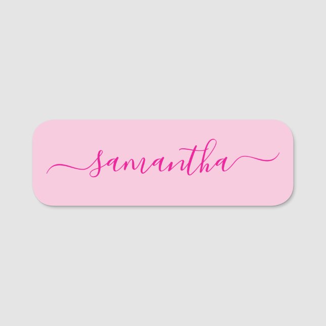 Hot Pink Girly Signature Namensschild (Vorderseite)