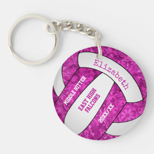 hot pink girly sports personalized volleyball schlüsselanhänger