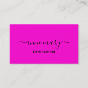 Hot Pink Girly Trendy Calligraphy Event Plane Visitenkarte