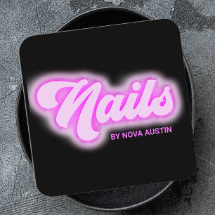 Hot Pink Glam Beauty Salon Nail Tech QR Code Quadratische Visitenkarte