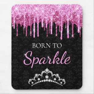 Hot Pink Glam Drilling Glitzer Geboren zu Sparkle Mousepad