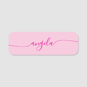 Hot Pink Glam Signature zentrierter Name Namensschild